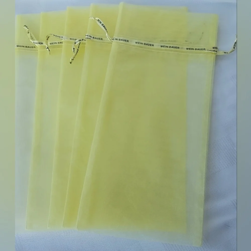 Yellow Organza Wine Gift Bags SET of 6 NWT